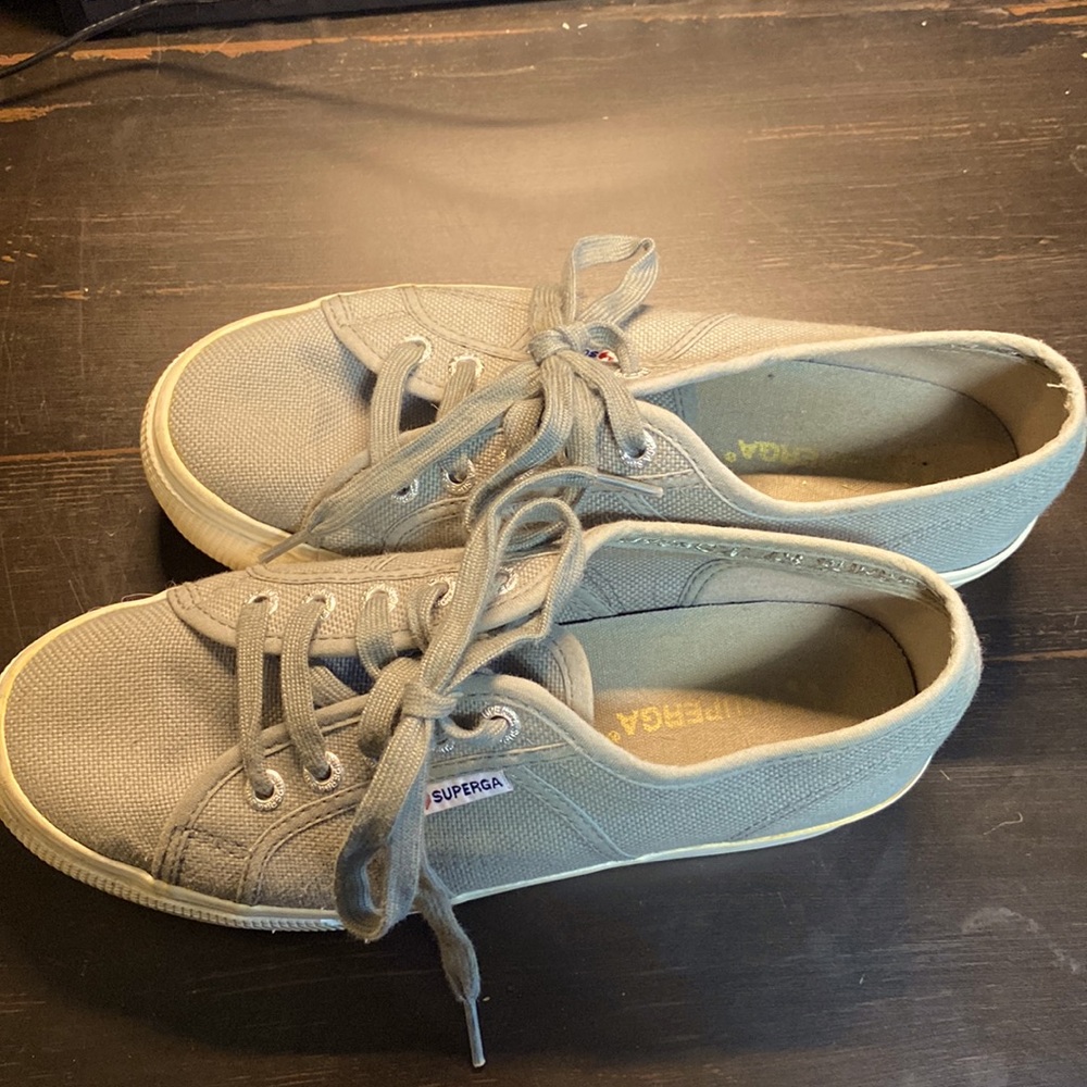 SUPERGA platform sneakers, gray, size 38 (7.5)